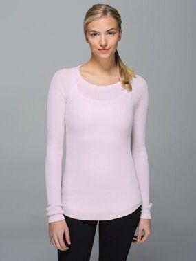 Lululemon Cabin Yogi Long Sleeve Sweater Neutral Blush / Heathered White Boolux